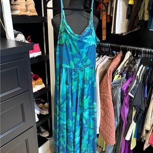 Blue and Green Camouflage Maxi Dress
